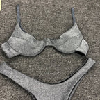 Women Seperated Swimwear Shiny Surface Sexy Steel Bracket Push up Bikini Bella Mia