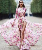 Women Clothing Print Large Swing Dress Slit Fashionable Maxi Dress Beach Dress Bella Mia