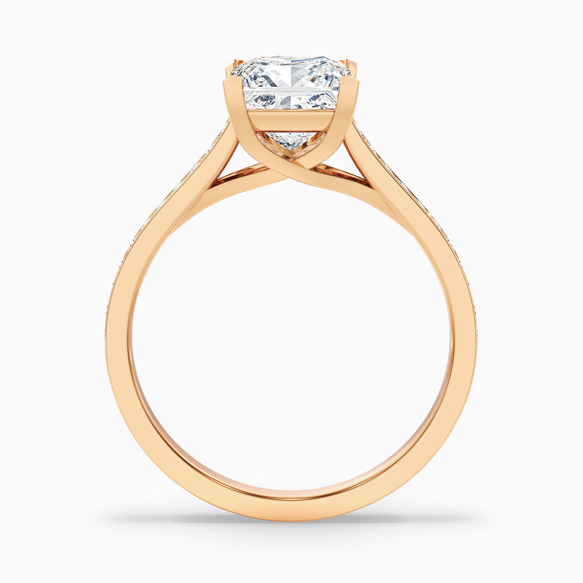 Asta 1.5 Carat Princess Cut Side Stone Pave Lab Grown Diamond Ring in 14k White Gold