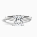 Tia 3 Carat Princess Cut Side Stone Pave Moissanite Engagement Ring in 18k White Gold
