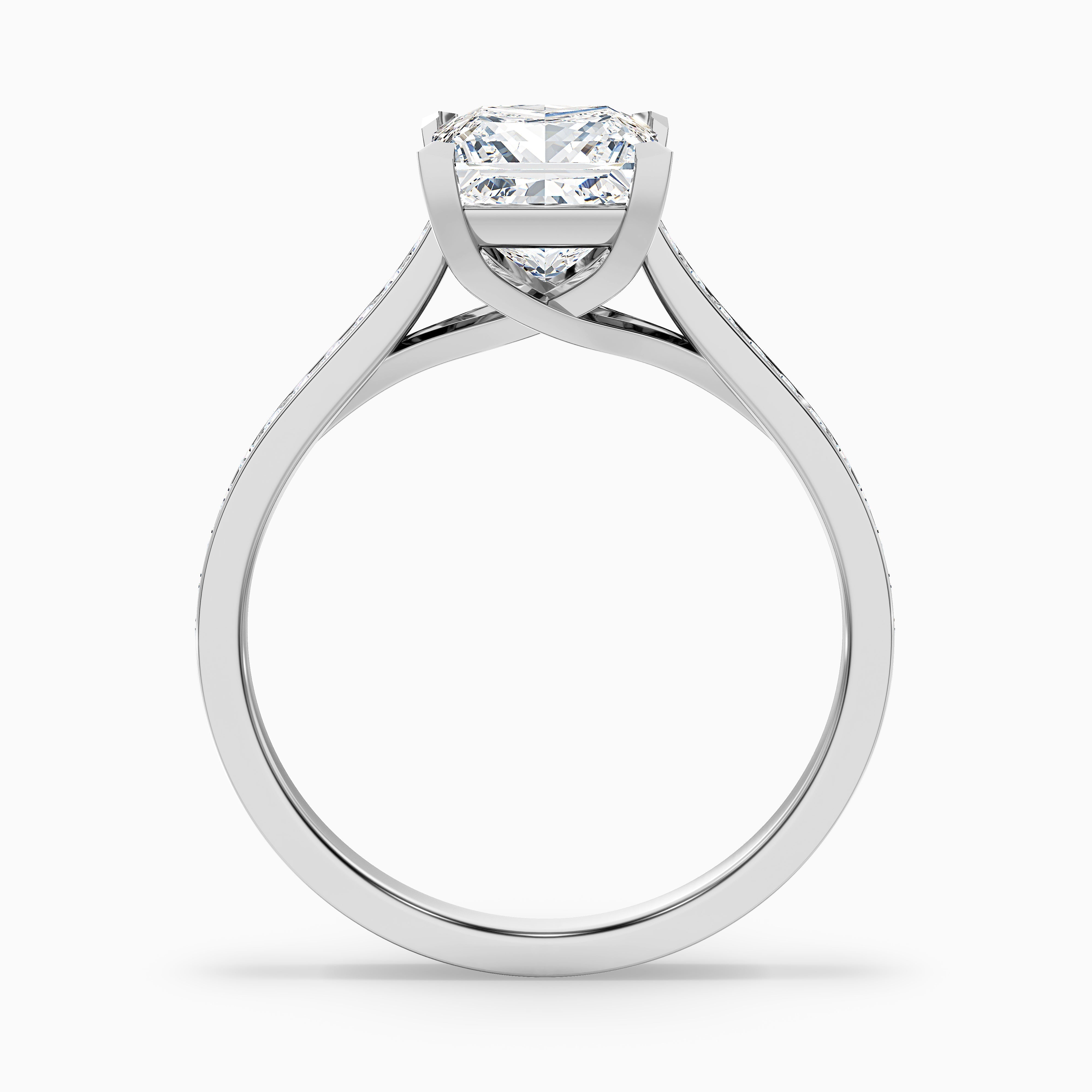 Tia 1 Carat Princess Cut Side Stone Pave Moissanite Engagement Ring in 10k White Gold