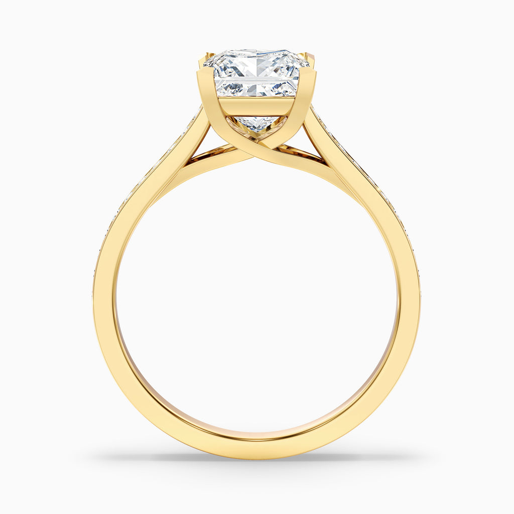 Tia 3.5 Carat Princess Cut Side Stone Pave Moissanite Engagement Ring in Platinum