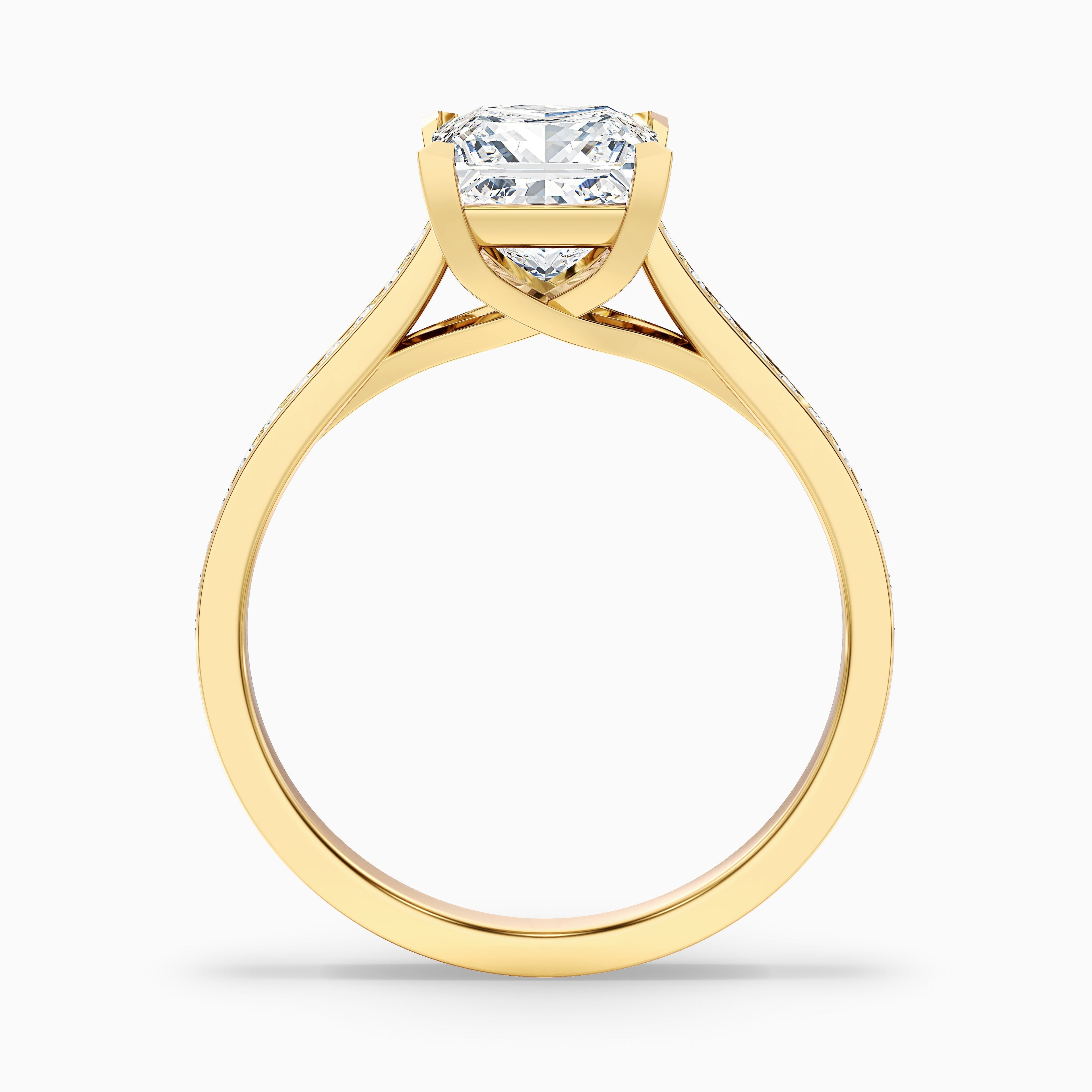 Tia 1 Carat Princess Cut Side Stone Pave Moissanite Engagement Ring in Platinum