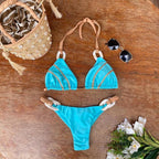 Halter Swimsuit Women High Cut Bathing Suit Triangle Bikini Set Bathers Patchwork Swimwear Women Micro Biquini Bella Mia