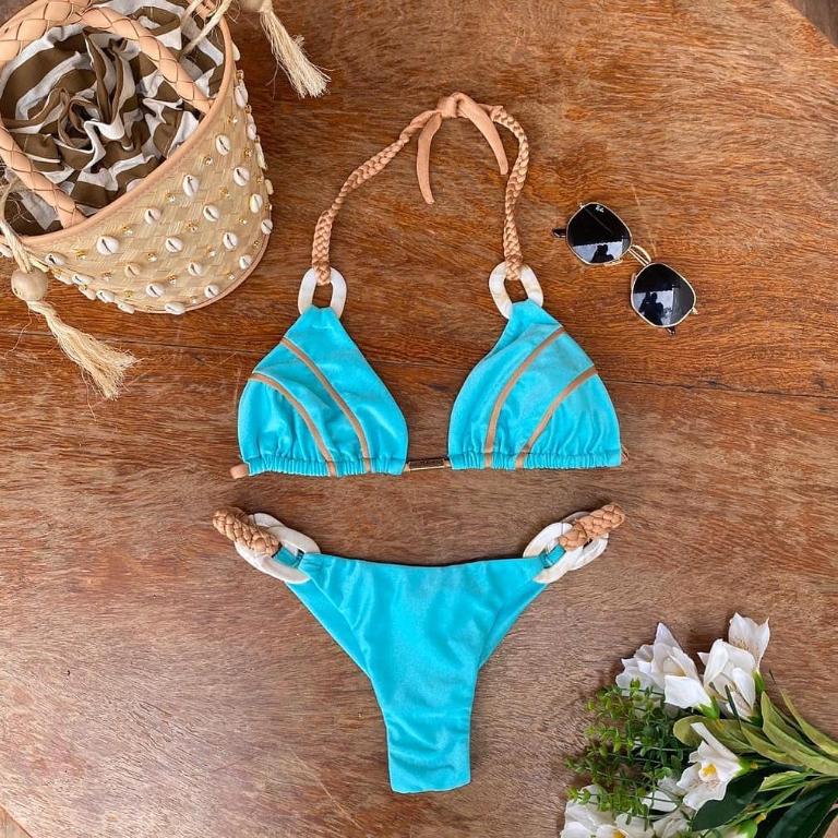 Halter Swimsuit Women High Cut Bathing Suit Triangle Bikini Set Bathers Patchwork Swimwear Women Micro Biquini Bella Mia