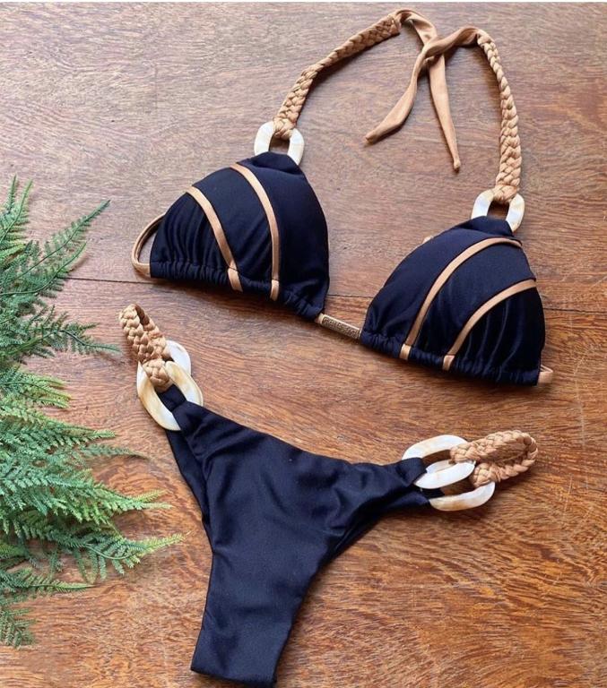 Halter Swimsuit Women High Cut Bathing Suit Triangle Bikini Set Bathers Patchwork Swimwear Women Micro Biquini Bella Mia
