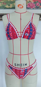 Women Bikinis Floral Print Bikinis Bordered High Cut Swimsuit Women Low Waist Push Up Swimwear Conjunto Biquinis Feminino Bella Mia