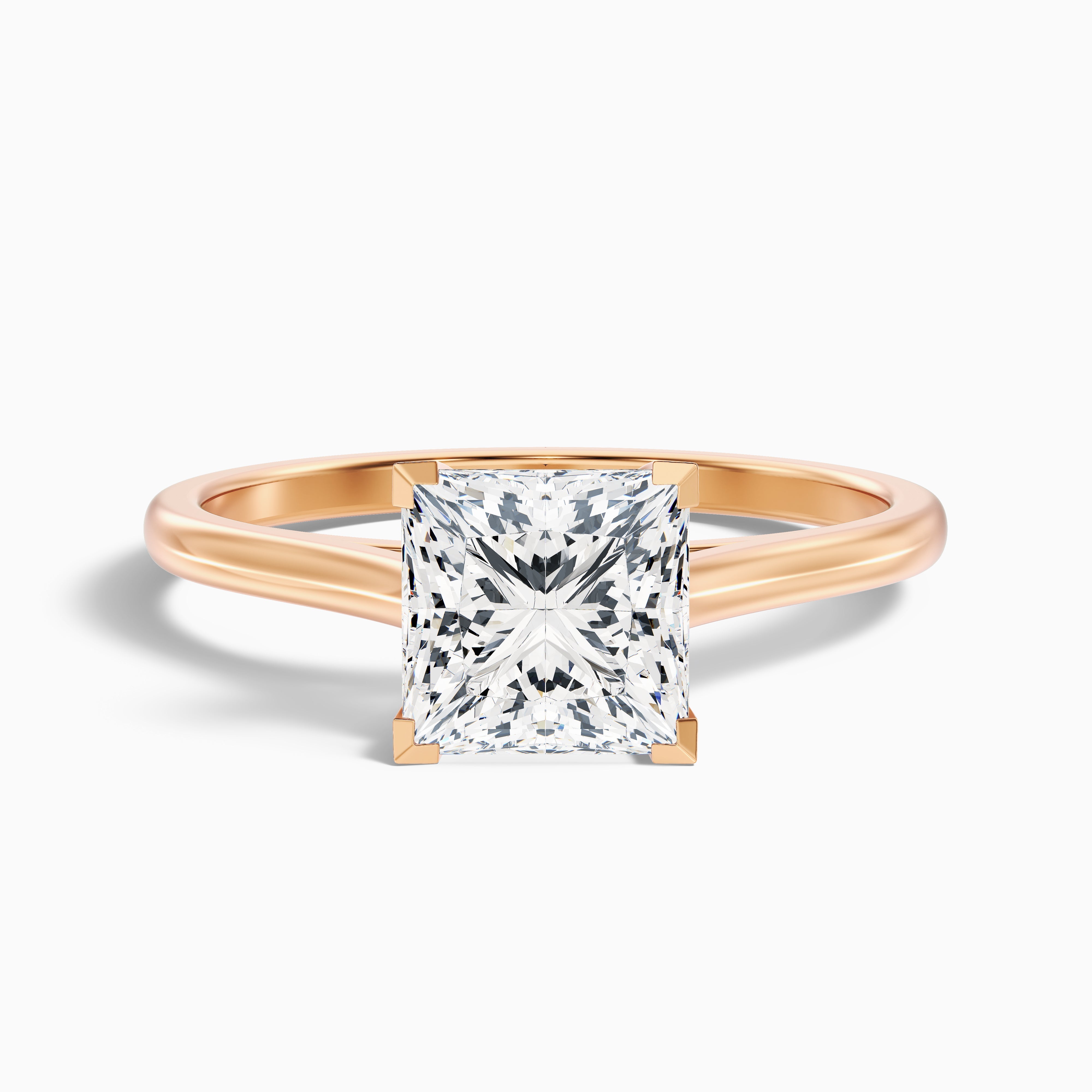 Lux 1.5 Carat Princess Cut Solitaire Moissanite Engagement Ring in 18k Rose Gold