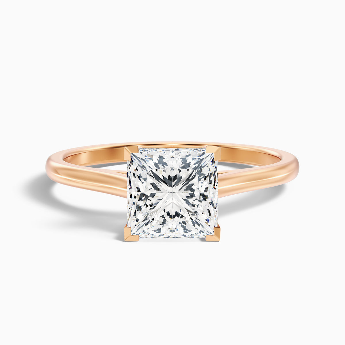 Lux 4 Carat Princess Cut Solitaire Moissanite Engagement Ring in 18k Yellow Gold