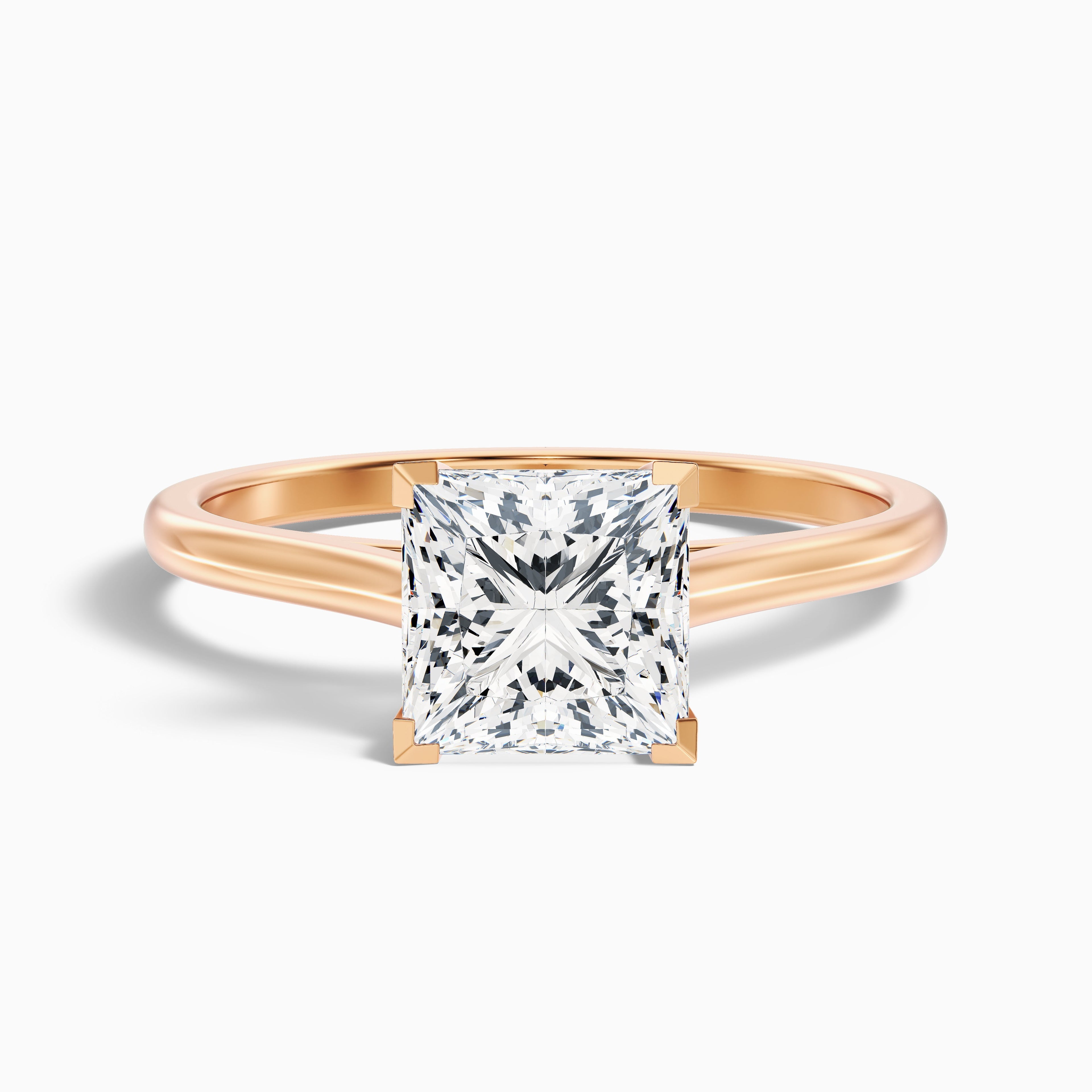 Lux 2.5 Carat Princess Cut Solitaire Moissanite Engagement Ring in 18k White Gold