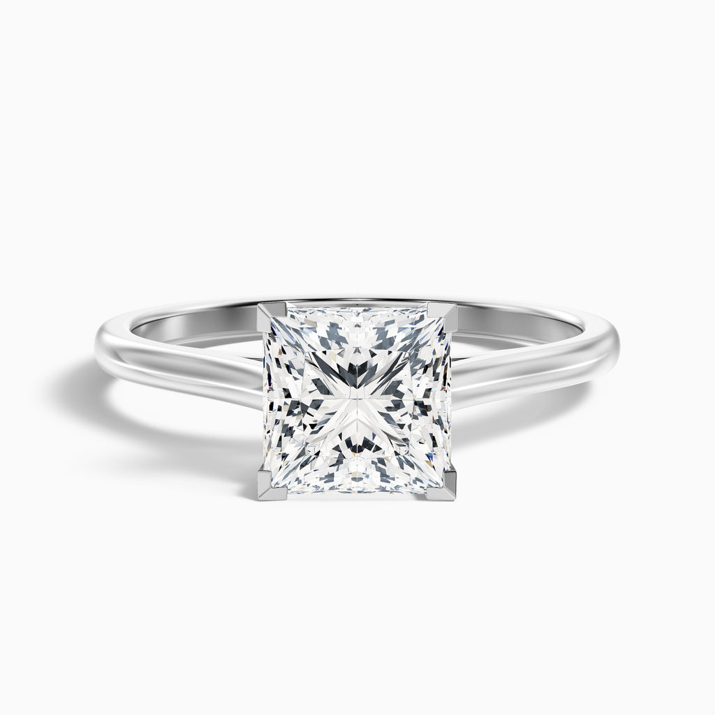 Lux 1.5 Carat Princess Cut Solitaire Moissanite Engagement Ring in 10k White Gold