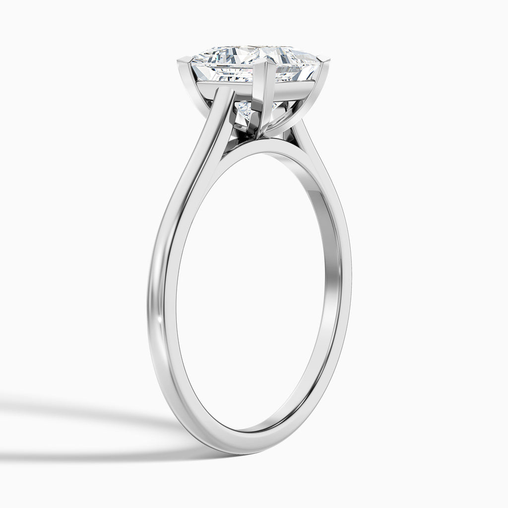 Lux 4 Carat Princess Cut Solitaire Moissanite Engagement Ring in Platinum