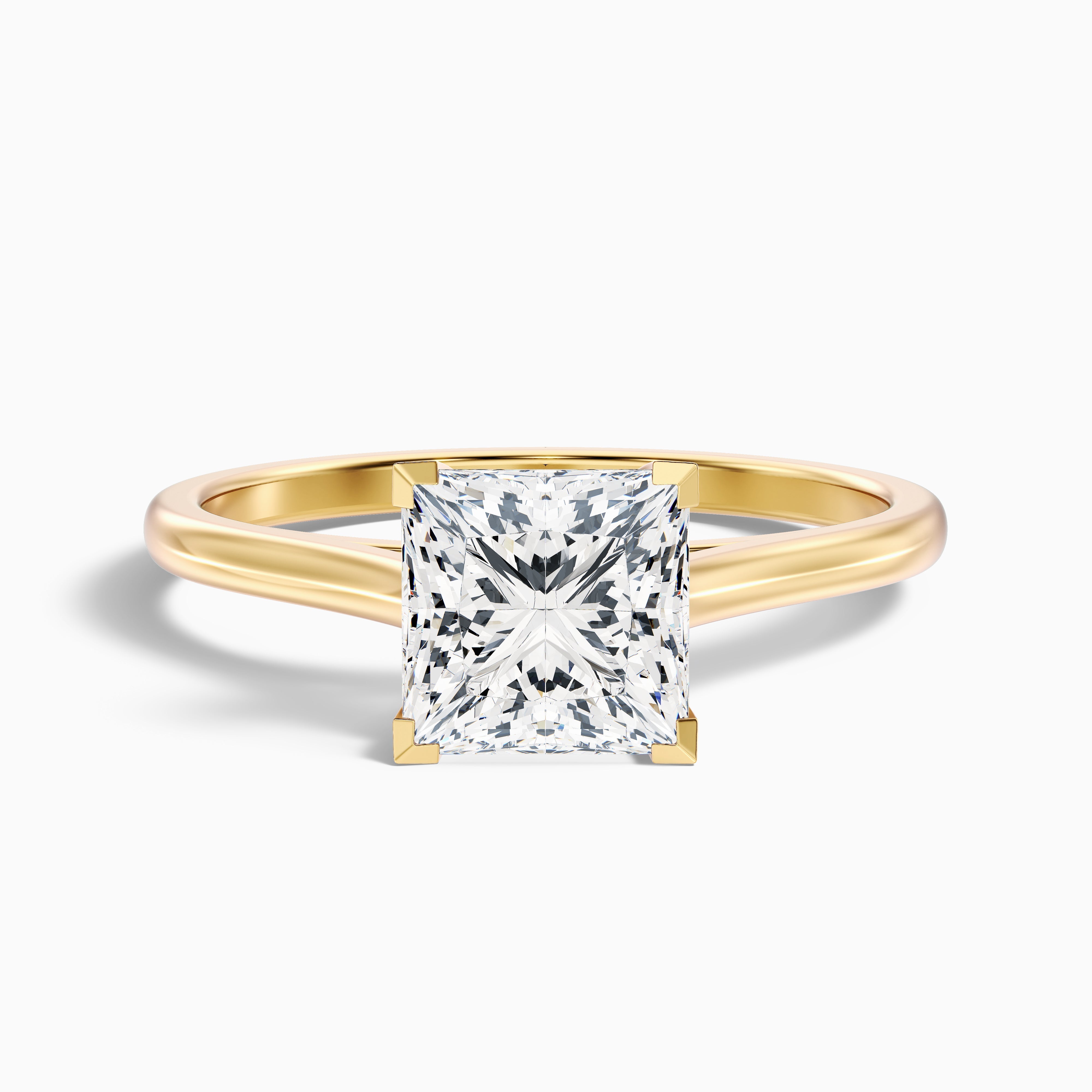 Lux 5.5 Carat Princess Cut Solitaire Moissanite Engagement Ring in 18k Yellow Gold
