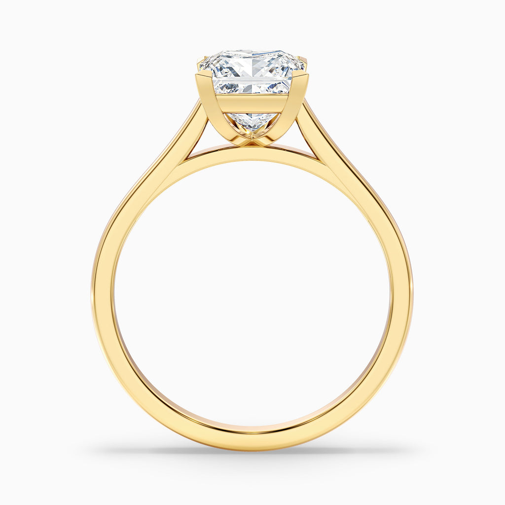 Lux 3.5 Carat Princess Cut Solitaire Moissanite Engagement Ring in 14k Yellow Gold