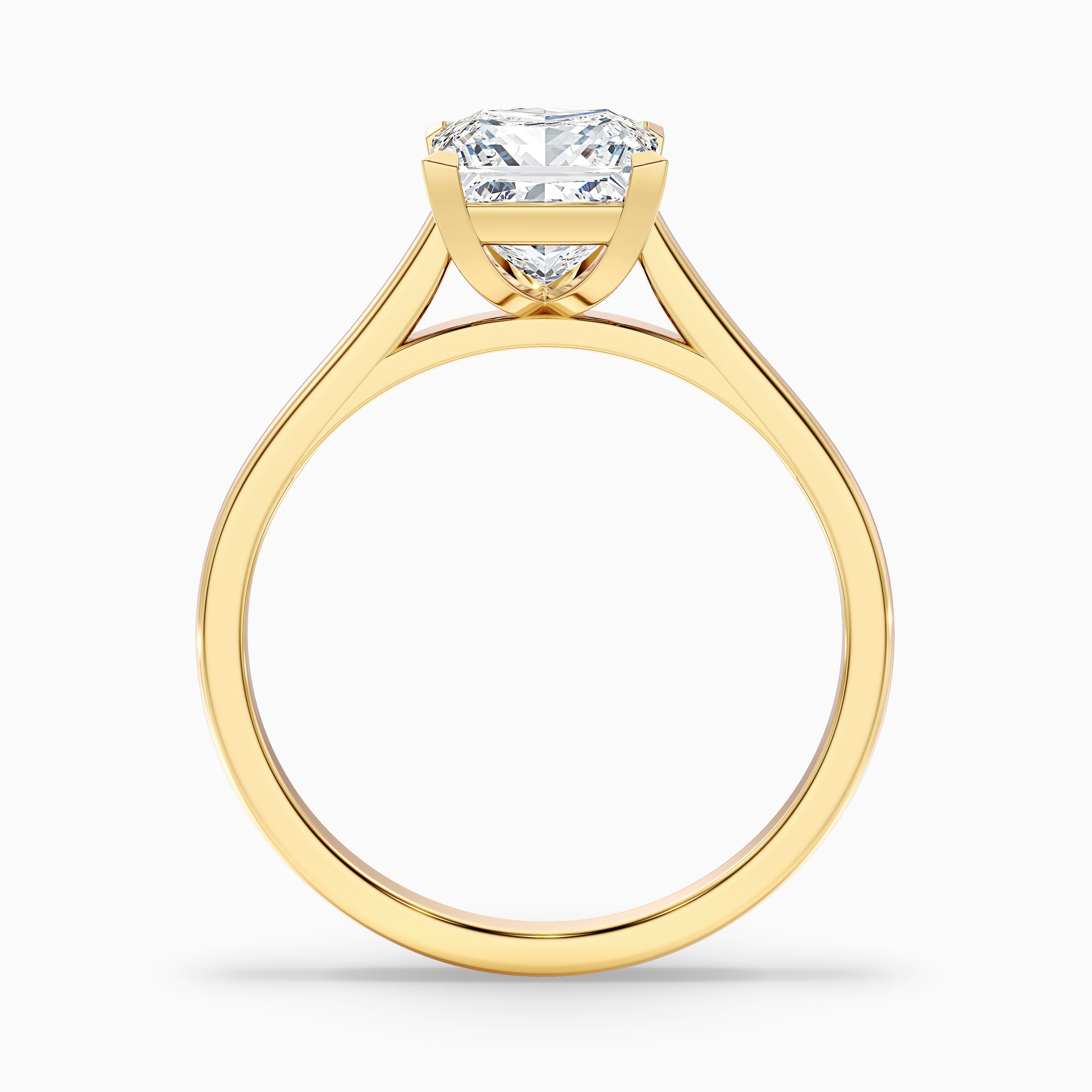 Lux 3 Carat Princess Cut Solitaire Moissanite Engagement Ring in 18k Yellow Gold