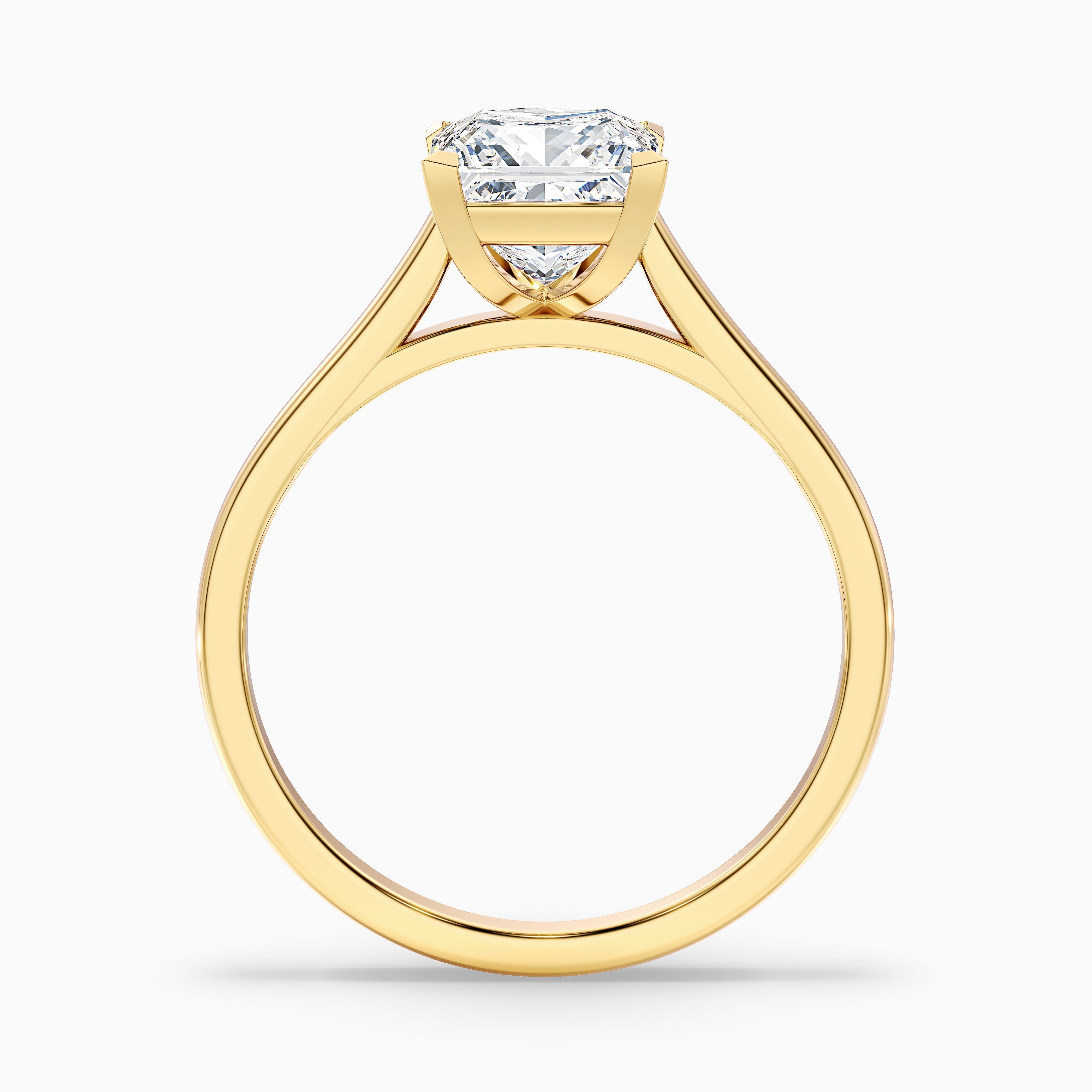 Lux 5.5 Carat Princess Cut Solitaire Moissanite Engagement Ring in 18k Yellow Gold