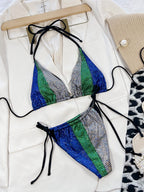 Swimsuit Solid Color Stitching Sexy Pleated Hollow Out Cutout Bikini Bella Mia