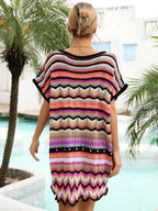 Summer Vacation Seaside Stitching Multicolor Cutout Beach Swimsuit Blouse Women Bella Mia