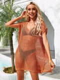 Summer Hollow Out Cutout Out Spliced Bikini Beach Dress Knitted Vacation Seaside Blouse Women Bella Mia
