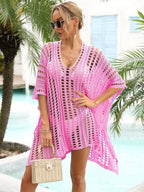 Summer Beach Cover Up Hollow Out Cutout Out Knitting Bikini Vacation Dress Blouse Women Bella Mia