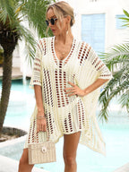 Summer Beach Cover Up Hollow Out Cutout Out Knitting Bikini Vacation Dress Blouse Women Bella Mia