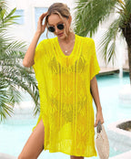 Summer Beach Cover Up Knitted Hollow Out Cutout Bikini Sun Protection Shirt Vacation Beach Cover Bella Mia