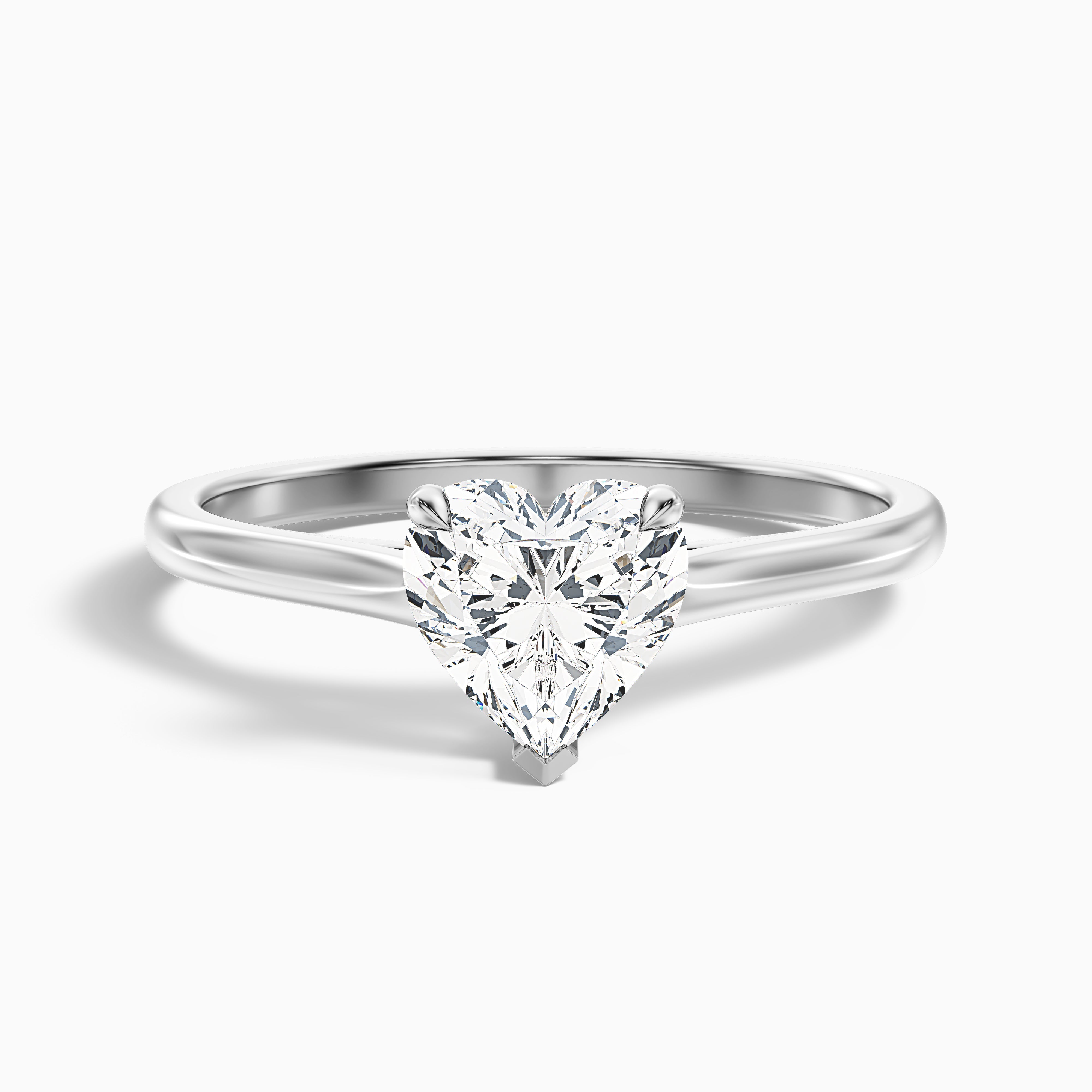 Mia 4 Carat Heart Shaped Solitaire Moissanite Engagement Ring in 18k White Gold