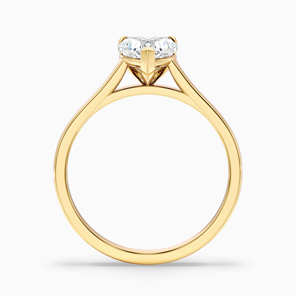 Mia 3 Carat Heart Shaped Solitaire Moissanite Engagement Ring in 18k Yellow Gold