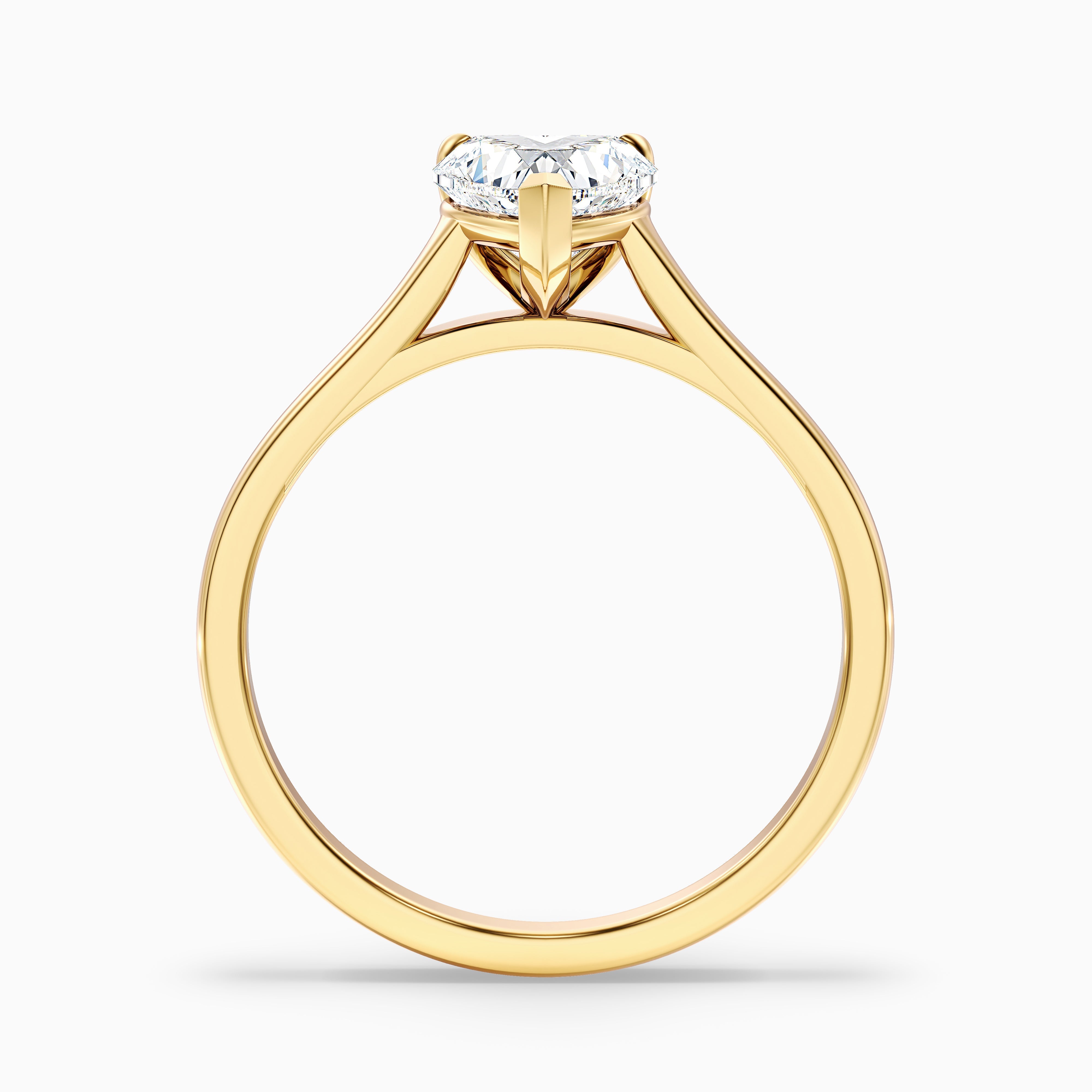 Mia 1 Carat Heart Shaped Solitaire Moissanite Engagement Ring in 14k Yellow Gold