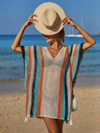 Summer Beach Cover up Cutout Knitted Tassel Holiday Bikini Cover Women Bella Mia