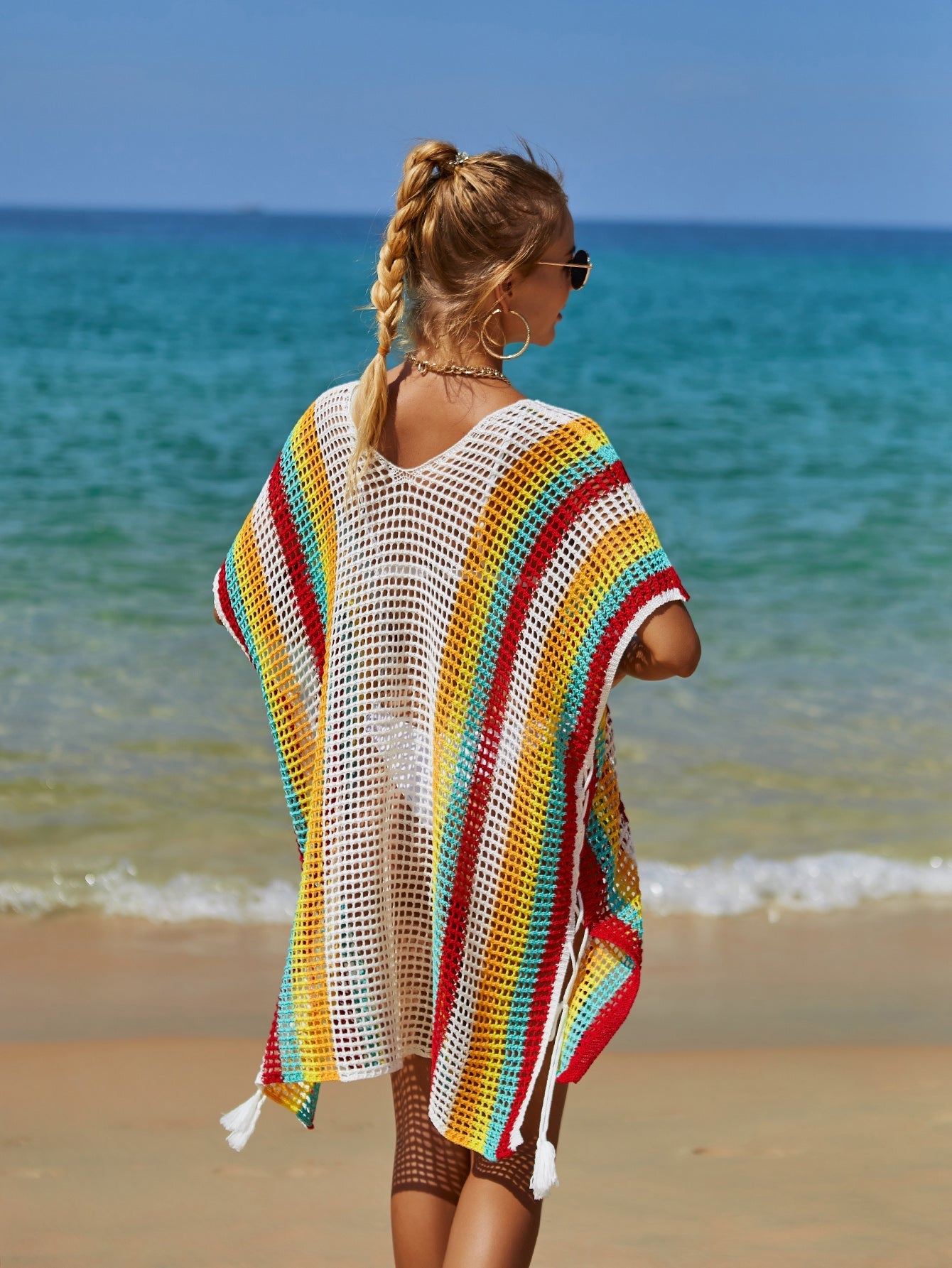 Summer Beach Cover up Cutout Knitted Tassel Holiday Bikini Cover Women Bella Mia