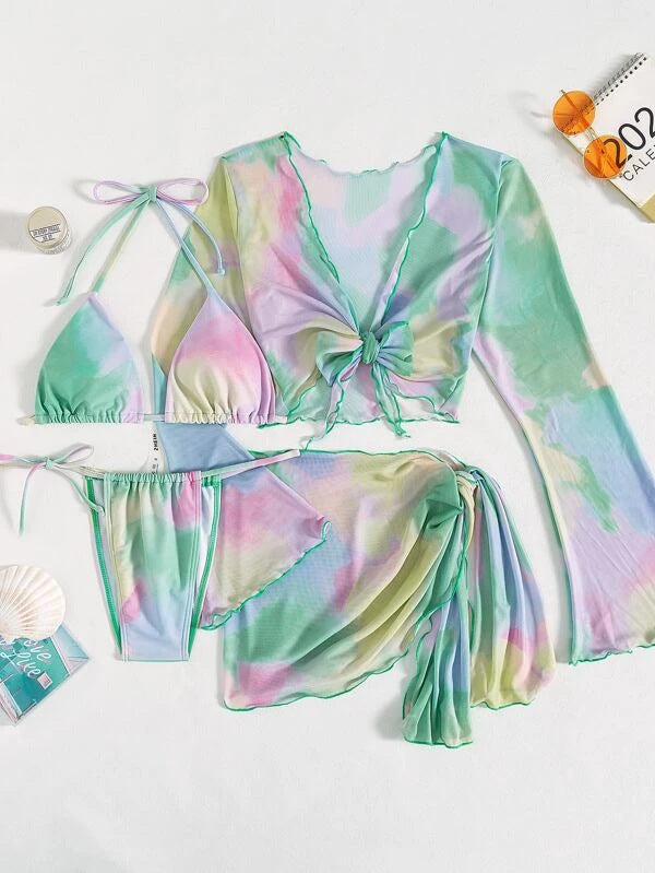 Ladies Split Bikini Tie Dye Three Or Four Piece Set Sexy Bikini Bella Mia