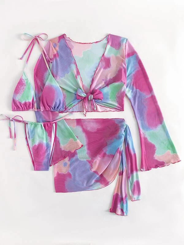 Ladies Split Bikini Tie Dye Three Or Four Piece Set Sexy Bikini Bella Mia