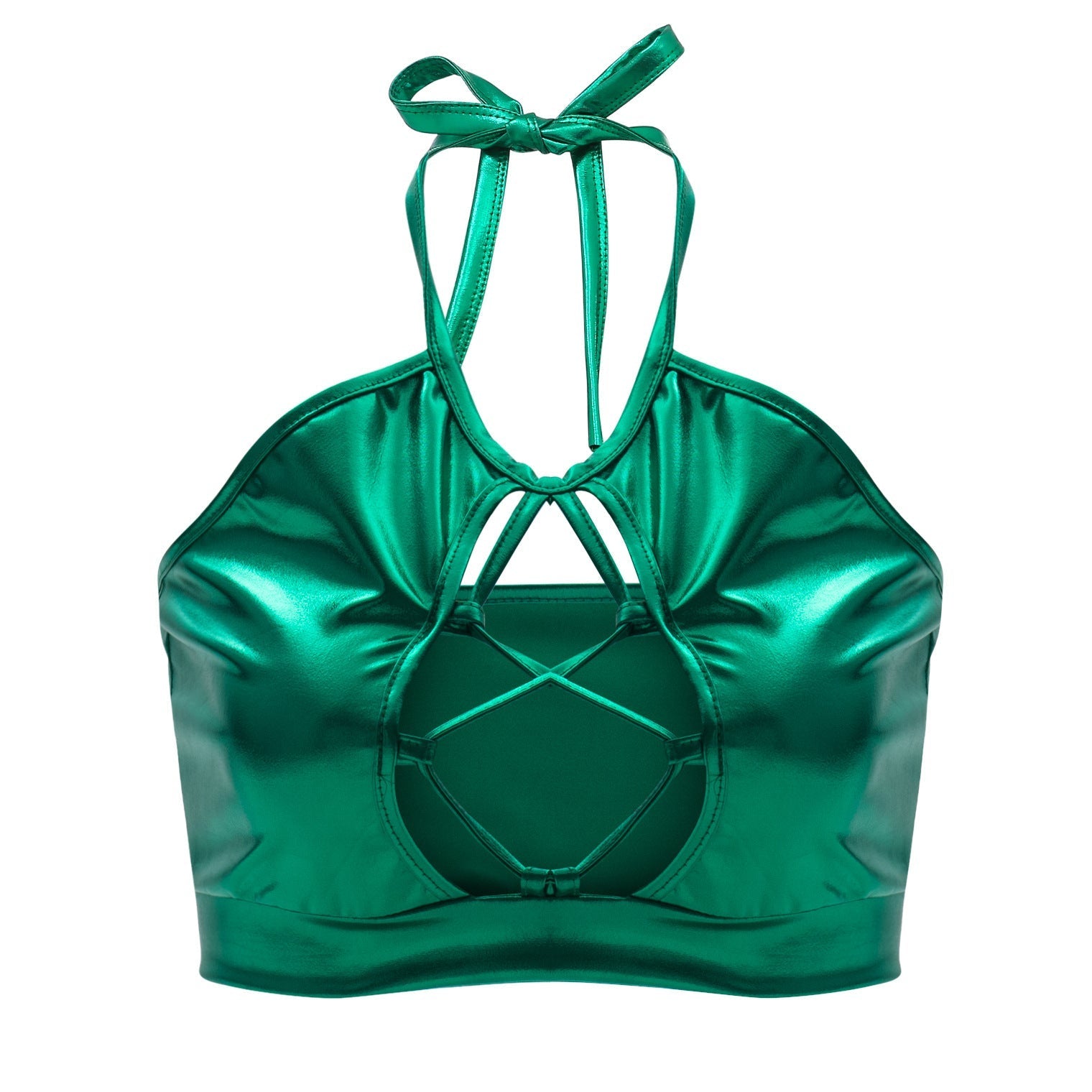 Summer Sexy Slim Fit Halter Spaghetti Straps Vest Strap Hollow Out Cutout out Bright Leather Women Clothing Bella Mia