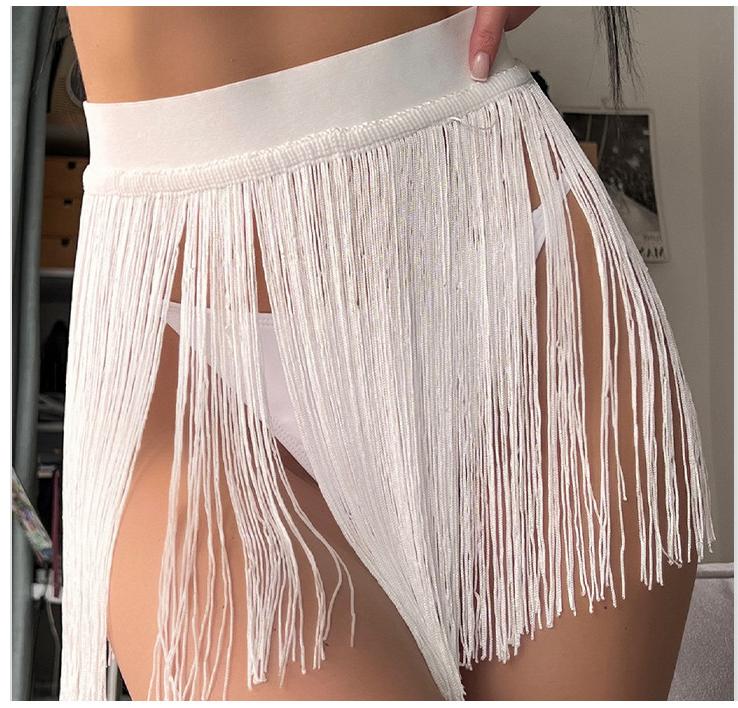 Beach Tassel Little Short Dress Bikini Beach Vacation Swimsuit Half Length Overskirt Women Bella Mia