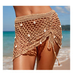 Overskirt Women Hollow Out Knitted Seaside Vacation Bikini Sexy Pure Hand Crocheting Shell Beach Skirt Bella Mia