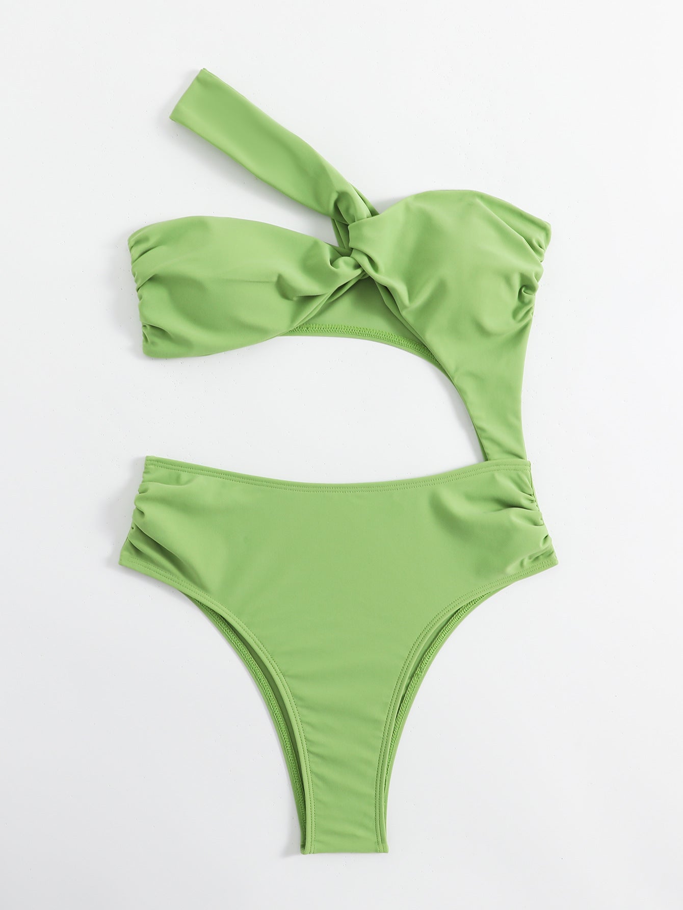 Solid Color One Piece Swimsuit Foreign Single Women Swimsuit Solid Color Diagonal Shoulder Hollow Out Cutout Siamese Bikini Bella Mia