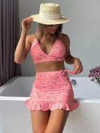 Swimsuit Women Split Three Piece Floral Internet Celebrity Cami Dress Bikini Bella Mia