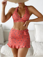 Swimsuit Women Split Three Piece Floral Internet Celebrity Cami Dress Bikini Bella Mia