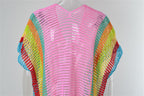Summer Beach Cover-up Hollow Out Cutout Knitted Rainbow Holiday Bikini Cover Sun Protection Clothing Women Bella Mia