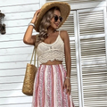 Women Summer Vacation Sleeveless Crochet Fringe Solid Crop Top Crochet hook Bella Mia