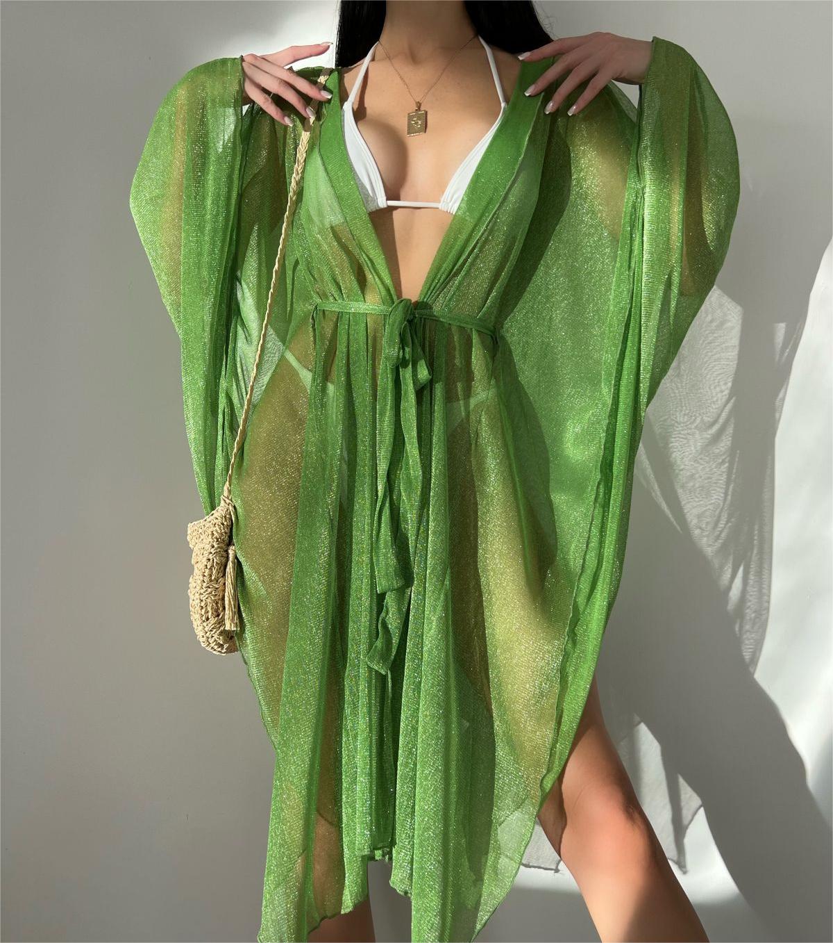 Sexy Deep V Plunge Blouse Beach Seaside Sun Protection Shirt Casual Loose Lace Up Bella Mia