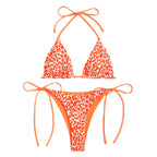 Printing Lady Sexy Lace Up Triangle Split Bikini Swimsuit