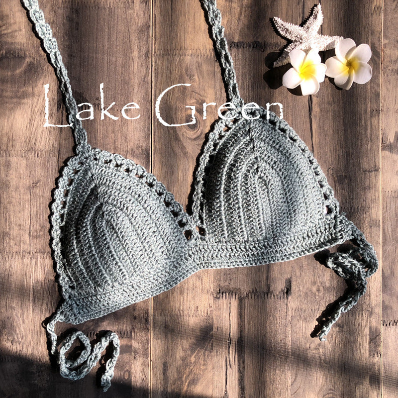 Hand Crocheting Knitting Bikini Wrapped Chest Lady Sexy All-Match Spring Split Swimsuit Bella Mia