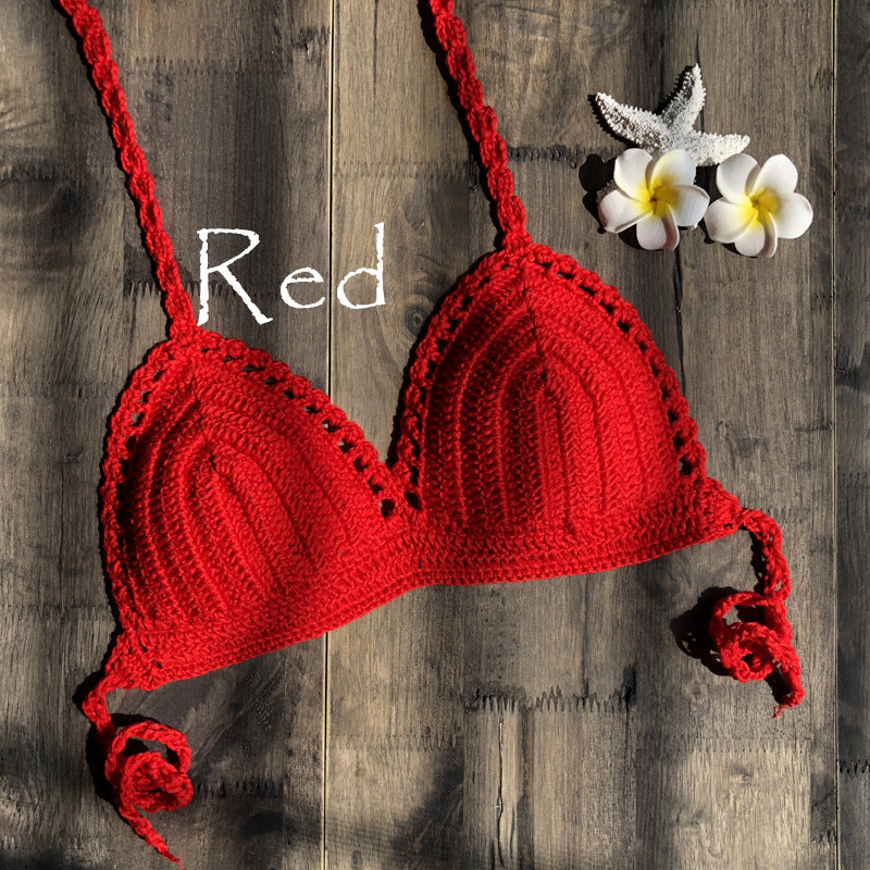 Hand Crocheting Knitting Bikini Wrapped Chest Lady Sexy All-Match Spring Split Swimsuit Bella Mia