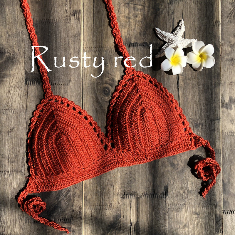 Hand Crocheting Knitting Bikini Wrapped Chest Lady Sexy All-Match Spring Split Swimsuit Bella Mia