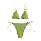 Bikini Swimwear Split Solid Color Tied Triangle Cup Sexy Bikini Swimsuit Bella Mia