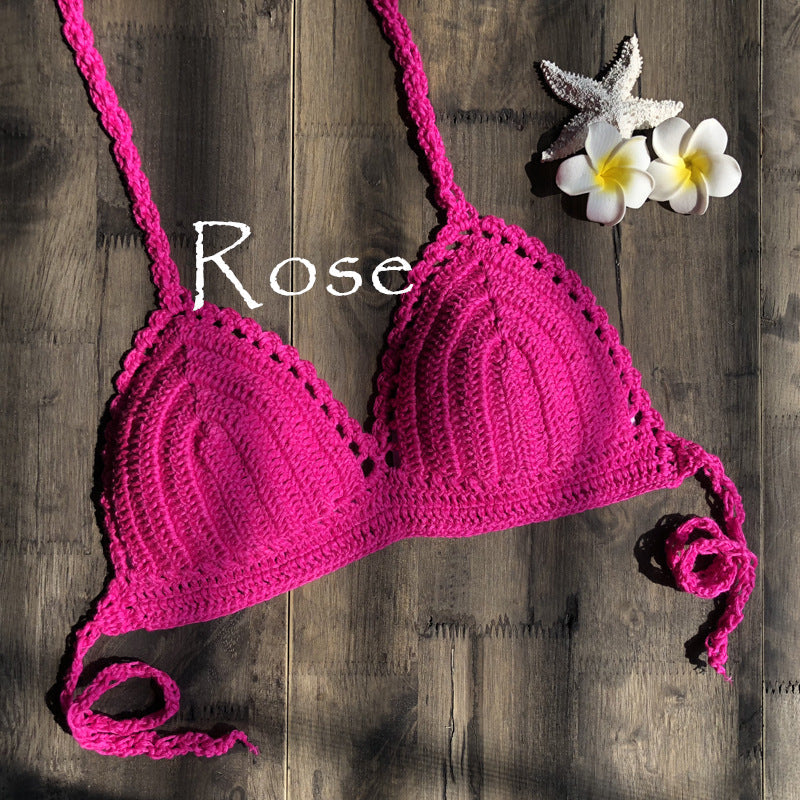 Hand Crocheting Knitting Bikini Wrapped Chest Lady Sexy All-Match Spring Split Swimsuit Bella Mia