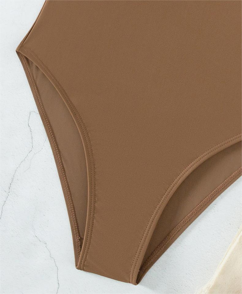 Swimsuit Women Solid Color Chain Shoulder Strap Retro Swimsuit One Piece Swimsuit Bella Mia