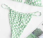 Halter Bikini Swimsuit Sexy Lace Up Plaid Solid Color Bikini Swimsuit Bella Mia